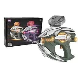Іграшковий бластер із підсвіткою, індикатором заряду, орбізами, магазинами та захисними окулярами, Сірий
