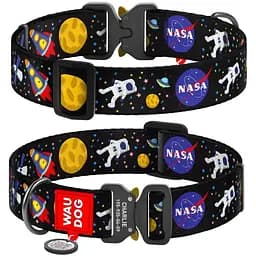 Нашийник для собак Waudog Nylon NASA, з QR паспортом, металева пряжка-фастекс, XXL, 43-70х3,5 см - мініатюра 3