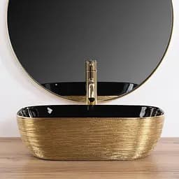 Умивальник Rea Belinda 33x46,5 black/gold brush (REA-U8780), Структурна - мініатюра 3