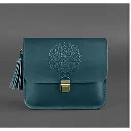 Шкіряна жіноча бохо-сумка Лілу зелена