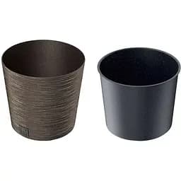 Горщик для квітів Prosperplast Furu Eco Wood з вкладкою 9 л кавовий (57185-4625) - мініатюра 2