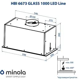 Витяжка повновбудована Minola HBI 6673 WH GLASS 1000 LED Line - мініатюра 11