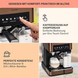 Кавоварка Klarstein Arabica Comfort 1350 W 20 бар (10041524) Бронза - мініатюра 4