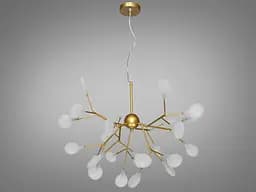 Витончена, дизайнерська люстра Світлячок, 27 ламп, золото сатин