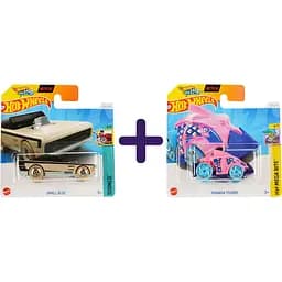 Набір: Базова машинка Hot Wheels Tooned Small Bloc бежева з чорним (5785) + Базова машинка Hot Wheels HW Mega Bite Piranha Terror рожева (5785)
