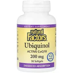 Коензим Q10 Natural Factors Ubiquinol CoQ10 200 мг 30 м'яких капсул