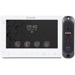 Комплект відеодомофона BCOM BD-780M White Kit (7 дюймів домофон з пам'яттю, запис по руху, 1000ТВл панель виклику)