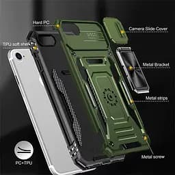 Ударостійкий чохол Camshield Army Ring для Apple iPhone 7 / 8 / SE (2020) (4.7) Оливковий / Army Green - мініатюра 6