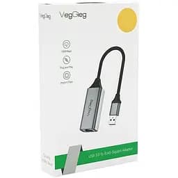 Контролер USB 3.0 to Ethernet VEGGIEG V-K306 Мережевий адаптер 100 / 1000Mbps з проводом, RTL-8152B, Aluminum, Blister-Box - мініатюра 4