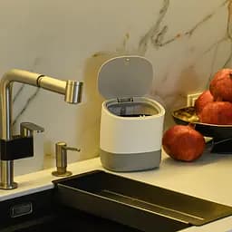Відро для сміття настільне з кришкою МВМ My Home (MVM) 15x13.5x17.5 см біло-сіре (BIN-21 1,5L WHITE/GRAY) - мініатюра 8