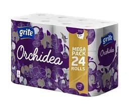 Grite Orchidea, 24 рул., Гріте Орхідея, Папір туалетний, 3-шаровий, білий, 18.75 м, 135 аркушів, 138х90 мм - мініатюра 2