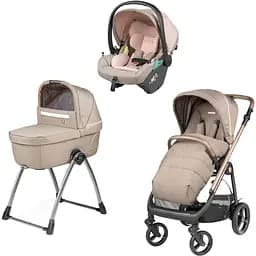 Коляска Peg-Perego Veloce Belvedere Lounge Mon Amour 3 в 1 з підставкою до люльки рожеве золото