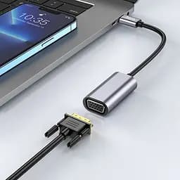 Адаптер перехідник Hoco UA21 Type-C to VGA F 0.13 м чорно-сріблястий - мініатюра 2