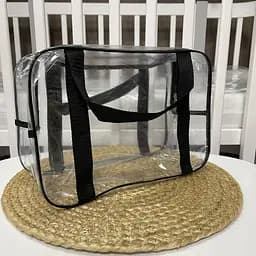 Сумка в роддом прозрачная пвх дородовая пустая для будущей мамы и ребенка косметичка с усиленными ручками S 31*21*14 см ЭкоМама черный