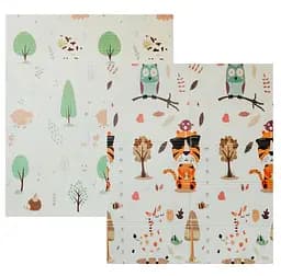 Дитячий двосторонній складаний килимок Poppet Тигреня в лісі і Молочна ферма, 150х180 см (PP001-150)