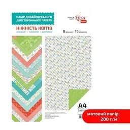 Набір дизайнерського паперу "Ніжність квітів" А4 200г/м2 8л двостор. ROSA TALENT