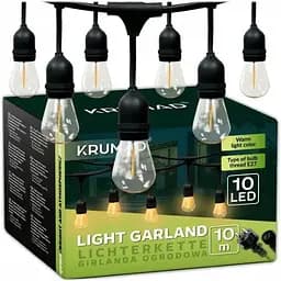 Світлодіодна садова гірлянда KRUMAD 10 м, 10 лампочок KMDW9 E27