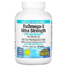 Омега-3 ультра Natural Factors RxOmega-3 Ultra Strength 2150 мг 150 гелевих капсул