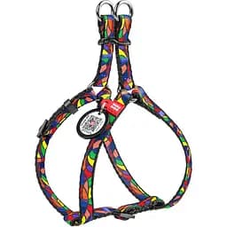 Шлея для собак Waudog Nylon Вітраж, анатомічна, з QR паспортом, 28-40х1 см, різнокольорова (5253)