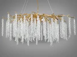 Багата кришталева люстра Гліцинія витягнутої форми, 10 ламп, золото