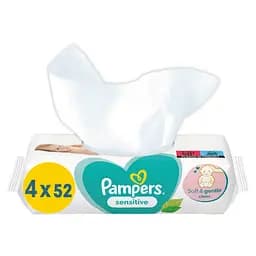 Уцінка. Дитячі вологі серветки Pampers Sensitive, 208 шт. (4 упаковки по 52 шт.) - мініатюра 3