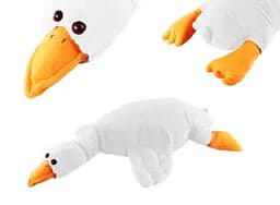 М’яка іграшка Гусак, подушка обіймашка, білий, 75 см, плюш