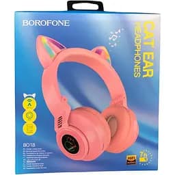 Навушники бездротові Borofone BO18 Cat з котячими вушками рожеві