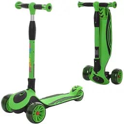 Самокат детский iTrike складной 30х14х65-76 см Зеленый 000222595