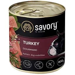 Влажный корм для взрослых собак всех пород Savory Dog Gourmand с индейкой 800 г