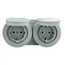 Розетка подвійна Ovivo Electric xOne з заземленням та кришкою сірий