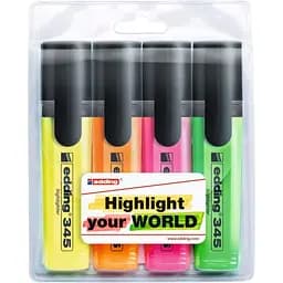 Набор текстовых маркеров Edding Highlighter клиновидных 2-5 мм 4 шт. (e-345/4/SE)