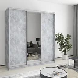 Шкаф-купе трехдверный MebelStar Стандарт AL 2ДСП/Зеркало 190x45x210 см Бетон (MBS-2939)