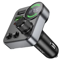АЗП FM модулятор Hoco E86 Alegria PD30W+QC3.0 48W (2USB-A/1C) Black - мініатюра 4