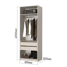 Шафа 2-дверна MebelStar Оскар Gloss BL-B, блок шухляд 80x52x220 см Дуб тахо/Чорний (MBS-5136) - мініатюра 3