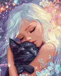 Набір для розпису по номерах Пухнастий талісман, Ideyka, 40x50 см, КНО8540