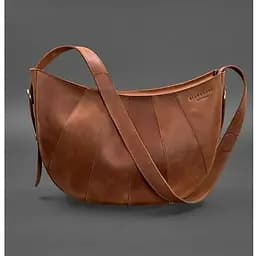 Шкіряна жіноча сумка Круасан свіло-коричнева