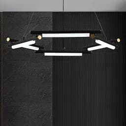 Уникальная подвесная люстра в черном кольцевом корпусе Ø 78 см Line F | Ст. MJ318-800 BK