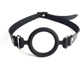 Кляп Art of Sex силіконове кільце натуральна шкіра, Gag Ring внутрішній діаметр кільця 40 мм, Чорний