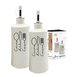 Набір для зберігання олії/оцту S&T Bon appetit, кераміка, 2 предмети, 320 мл, білий (700-07-17)