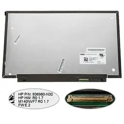 Матриця 14.0 M140NVF7 R0 1920х1080, 40pineDP, IPS, 120HZ, LED, SLIM без планок та вушок, матова, роз'єм праворуч знизу, для HP EliteBook 1040 G4 для ноутбука