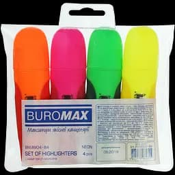 Набір маркерів Buromax Neon з гумовими вставками 4 шт. (BM.8904-84) - мініатюра 3