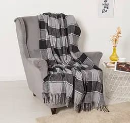 Плед вовняний Vladi Палермо 170x210 темно-сірий-сіро-білий