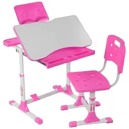 Детская парта P 1140 со стульчиком регулируемая высота наклон столешницы розовая