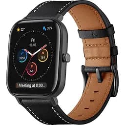 Ремінець для Xiaomi Amazfit GTS 2 mini - чорний Watchbands Standart ширина кріплення 20мм розмір L шкіряний (WB0029STANDART2BLACKFITGTS2)