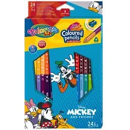 Карандаши цветные Colorino Duo Colors Mickey с точилкой 12 шт. 24 цвета (89854PTR)