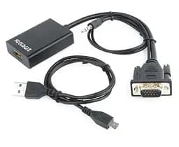 Переходник Cablexpert VGA-HDMI, со звуком, 0,15 м, черный (A-VGA-HDMI-01)