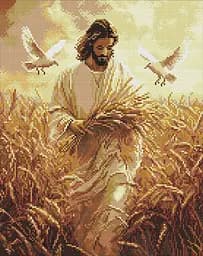 Набір з алмазною мозаїкою на підрамнику Жнива віри Ideyka AMO8204, 40x50 см