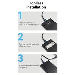 Кишеня зовнішня Vention 2.5" HDD/SSD USB 3.0 Micro-B Black (KPAB0) - мініатюра 7