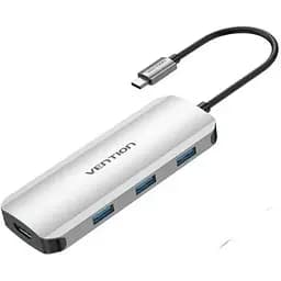 Usb-хаб Vention Usb-C to HDMI / Usb 3.0x3 / SD / TF / PD Docking Серый 0.15M Aluminum Alloy Type