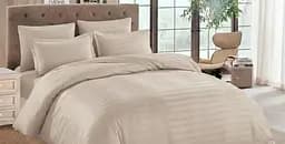 Постельное белье Бежевое для двуспальной кровати комплект из пододеяльника простынь и двух наволочек